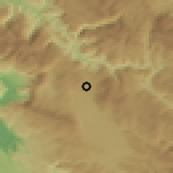Shaded relief of the 52 km around Luka, drawn from the GMTED2010 grid