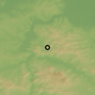 Shaded relief of the 52 km around Lukavica, drawn from the GMTED2010 grid