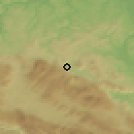 Shaded relief of the 52 km around Lušci Palanka, drawn from the GMTED2010 grid