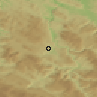 Shaded relief of the 52 km around Bjelajce, drawn from the GMTED2010 grid