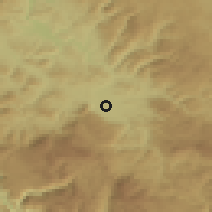 Shaded relief of the 52 km around Lužani, drawn from the GMTED2010 grid