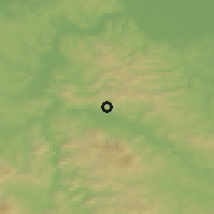 Shaded relief of the 52 km around Mala Brijesnica, drawn from the GMTED2010 grid