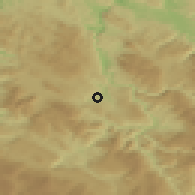 Shaded relief of the 52 km around Bjelajci, drawn from the GMTED2010 grid