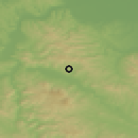 Shaded relief of the 52 km around Malešići, drawn from the GMTED2010 grid