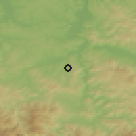 Shaded relief of the 52 km around Medakovo, drawn from the GMTED2010 grid
