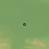 Shaded relief of the 52 km around Međaši, drawn from the GMTED2010 grid