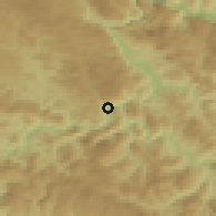 Shaded relief of the 52 km around Međeđa, drawn from the GMTED2010 grid