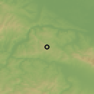 Shaded relief of the 51 km around Međeđa, drawn from the GMTED2010 grid