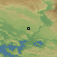 Shaded relief of the 52 km around Međugorje, drawn from the GMTED2010 grid