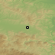 Shaded relief of the 52 km around Memići, drawn from the GMTED2010 grid
