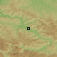 Shaded relief of the 52 km around Bjelovac, drawn from the GMTED2010 grid