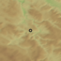 Shaded relief of the 52 km around Mile, drawn from the GMTED2010 grid