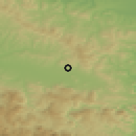 Shaded relief of the 52 km around Miljanovci, drawn from the GMTED2010 grid