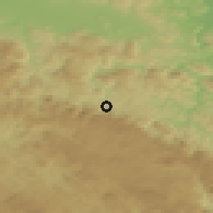 Shaded relief of the 52 km around Mišari, drawn from the GMTED2010 grid