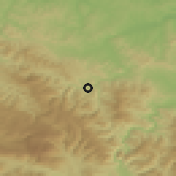 Shaded relief of the 52 km around Mladikovine, drawn from the GMTED2010 grid