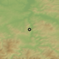 Shaded relief of the 52 km around Moševac, drawn from the GMTED2010 grid