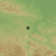 Shaded relief of the 52 km around Motike, drawn from the GMTED2010 grid