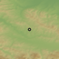 Shaded relief of the 52 km around Mramor, drawn from the GMTED2010 grid