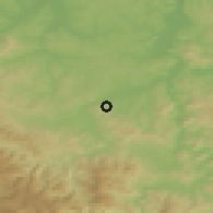 Shaded relief of the 52 km around Mrkotić, drawn from the GMTED2010 grid