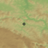 Shaded relief of the 52 km around Nova Kasaba, drawn from the GMTED2010 grid