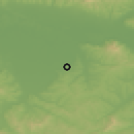 Shaded relief of the 52 km around Nožičko, drawn from the GMTED2010 grid