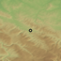 Shaded relief of the 52 km around Obodnik, drawn from the GMTED2010 grid