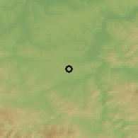 Shaded relief of the 52 km around Omanjska, drawn from the GMTED2010 grid