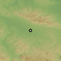 Shaded relief of the 52 km around Omarska, drawn from the GMTED2010 grid