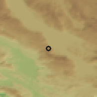 Shaded relief of the 52 km around Orguz, drawn from the GMTED2010 grid