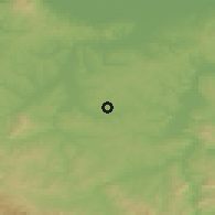 Shaded relief of the 52 km around Osinja, drawn from the GMTED2010 grid