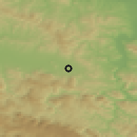 Shaded relief of the 52 km around Osmaci, drawn from the GMTED2010 grid