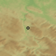 Shaded relief of the 52 km around Bočac, drawn from the GMTED2010 grid