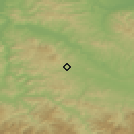 Shaded relief of the 52 km around Panjik, drawn from the GMTED2010 grid