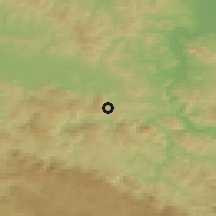 Shaded relief of the 52 km around Paprača, drawn from the GMTED2010 grid
