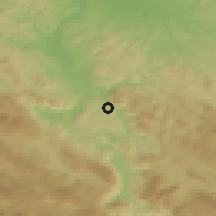 Shaded relief of the 52 km around Peći, drawn from the GMTED2010 grid