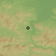 Shaded relief of the 52 km around Petkovci, drawn from the GMTED2010 grid