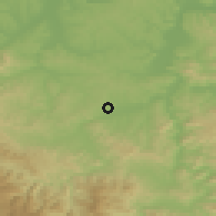 Shaded relief of the 52 km around Piljužići, drawn from the GMTED2010 grid