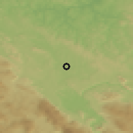 Shaded relief of the 52 km around Pjanići, drawn from the GMTED2010 grid