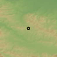 Shaded relief of the 52 km around Podpeć, drawn from the GMTED2010 grid
