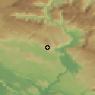 Shaded relief of the 52 km around Polog, drawn from the GMTED2010 grid