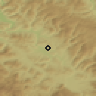 Shaded relief of the 52 km around Poriječani, drawn from the GMTED2010 grid