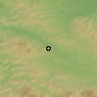 Shaded relief of the 52 km around Porječina, drawn from the GMTED2010 grid