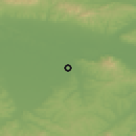 Shaded relief of the 51 km around Povelič, drawn from the GMTED2010 grid