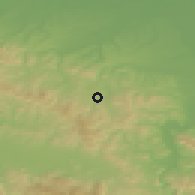 Shaded relief of the 52 km around Priboj, drawn from the GMTED2010 grid
