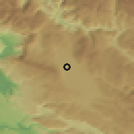 Shaded relief of the 52 km around Pridvorci, drawn from the GMTED2010 grid