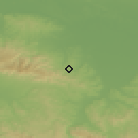 Shaded relief of the 52 km around Borkovići, drawn from the GMTED2010 grid