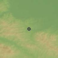 Shaded relief of the 52 km around Rajska, drawn from the GMTED2010 grid