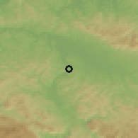 Shaded relief of the 52 km around Rasavci, drawn from the GMTED2010 grid