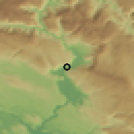 Shaded relief of the 52 km around Raštani, drawn from the GMTED2010 grid