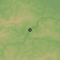 Shaded relief of the 51 km around Ravnice, drawn from the GMTED2010 grid